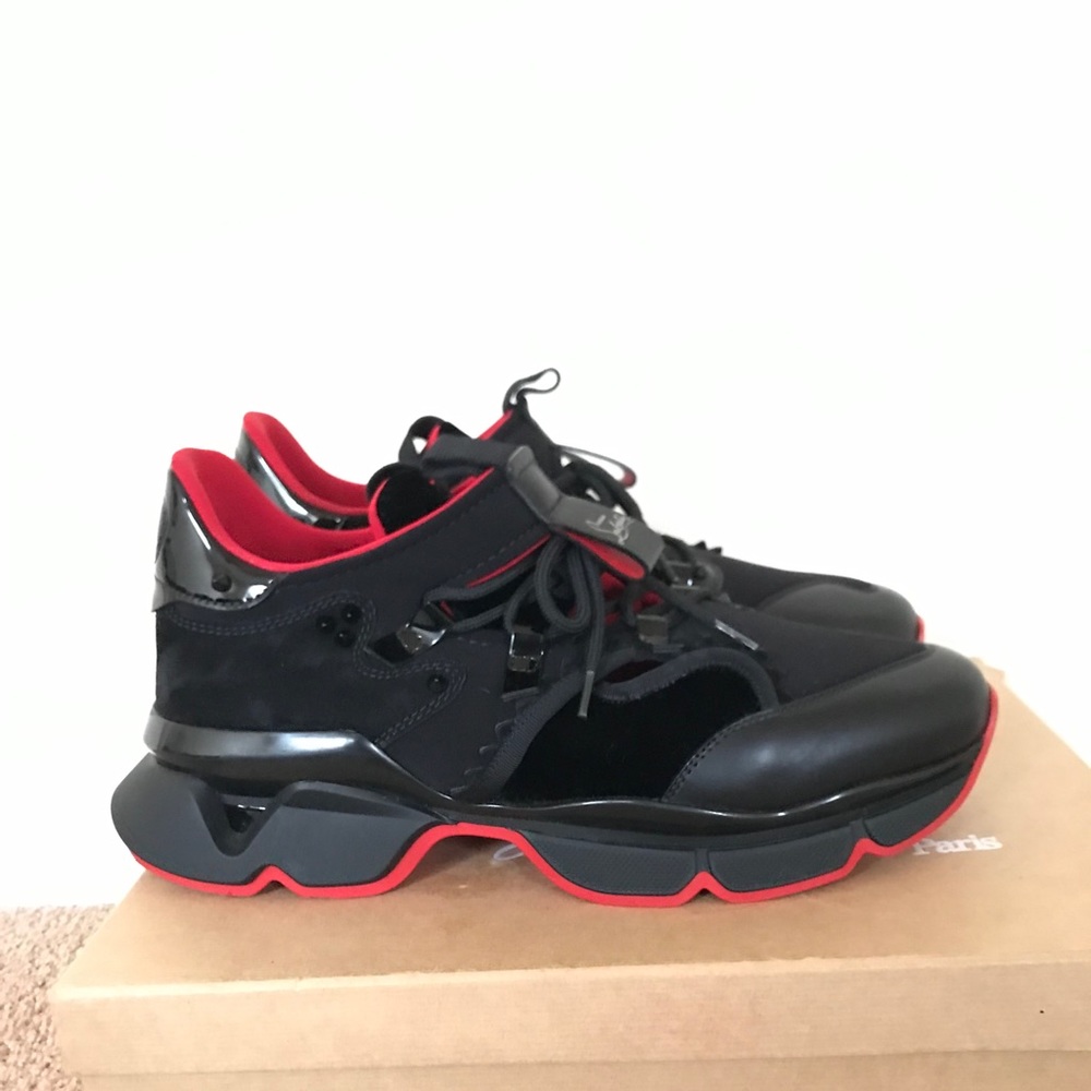 Christian Louboutin Red Runner Suede and Leather Sneaker